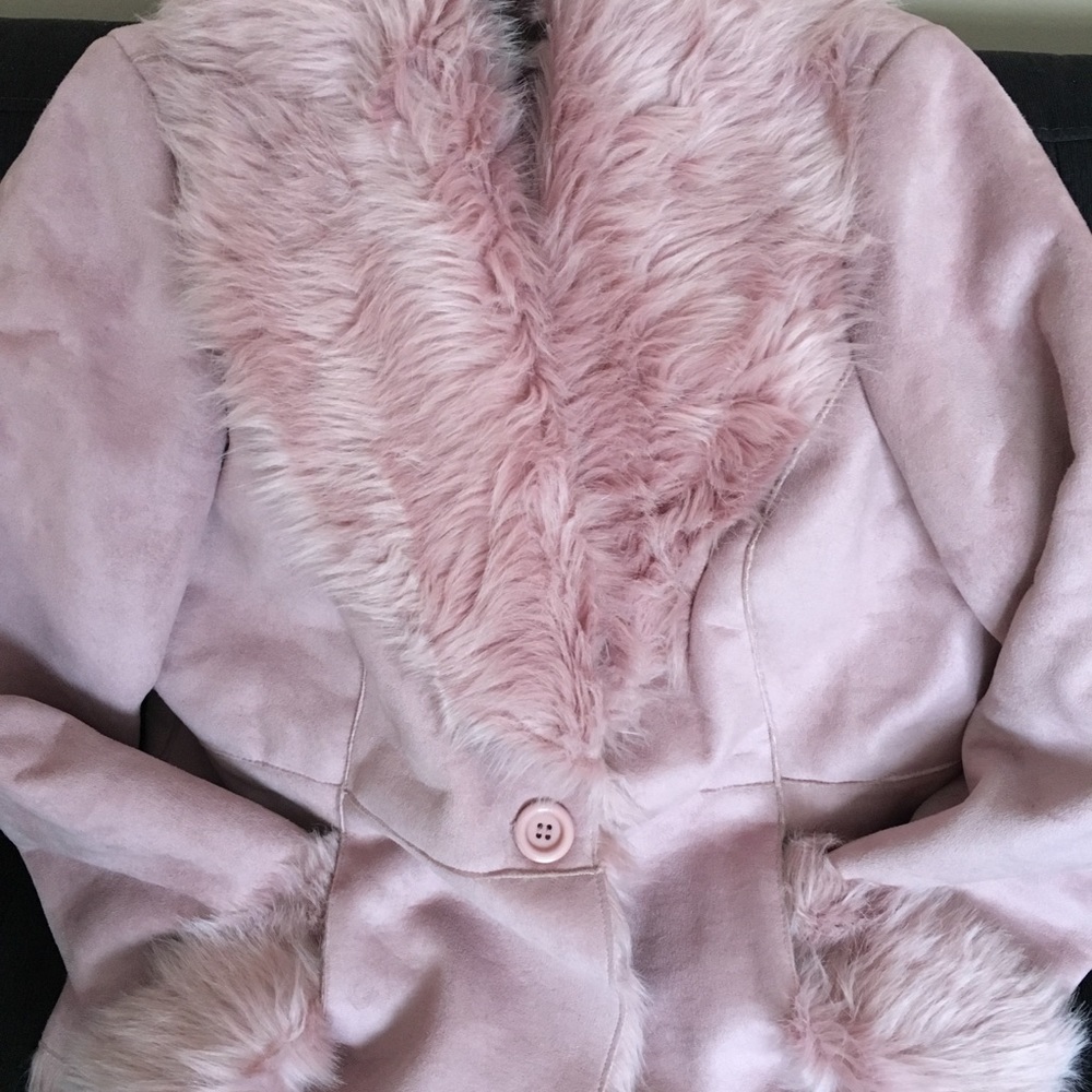 blush pink suede winter jacket NWT